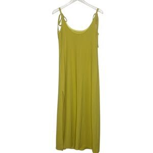 Lulus Chartreuse Green Tie Strap Side Split Maxi Dress Size Small